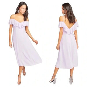 SHOW ME YOUR MUMU | Lilac Ruffle Camilla Bridesmaids Midi Chiffon Dress Size XS
